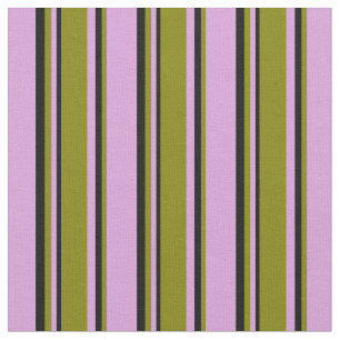 Plum, Green & Black Lined Pattern Fabric