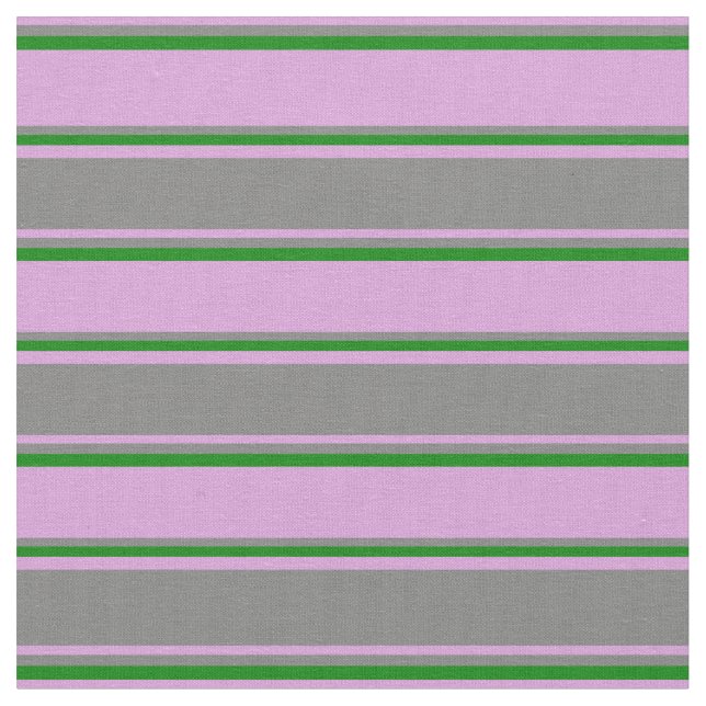 Plum, Grey, and Green Coloured Stripes Fabric (Close Up)
