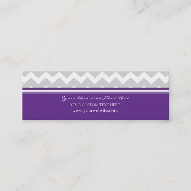 Plum Grey Chevron Retro Business Cards (Front)