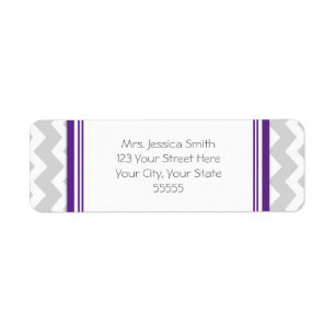 Plum Grey Chevrons Custom Return Address Labels