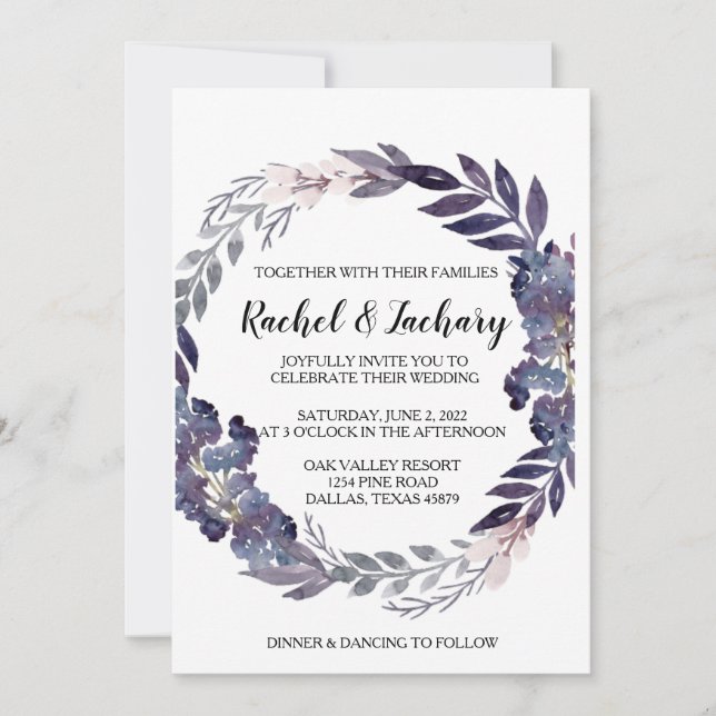 Plum Grey Wedding Invitation (Front)