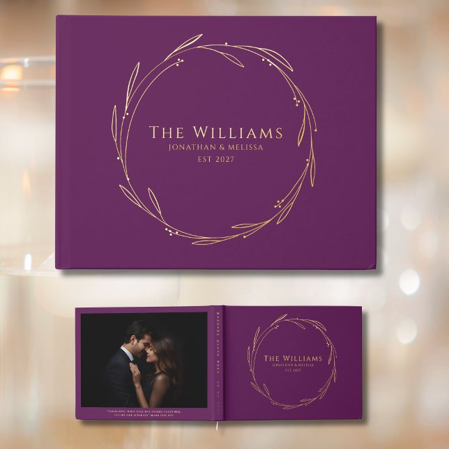 Plum Guest Book Wreath Foil Guestbook Bible Quote (Creator Uploaded)