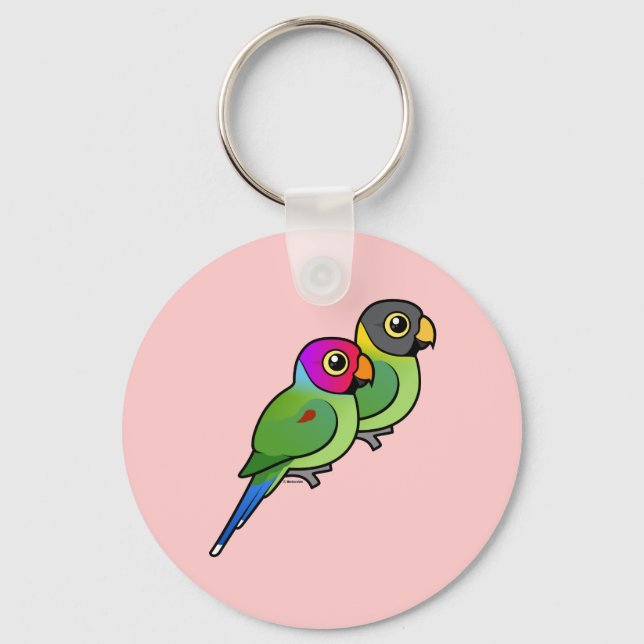 Plum-headed Parakeet Pair Key Ring (Front)