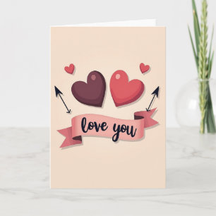 Plum Hearts Love You Greeting Card