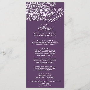 Plum Indian Paisley Dinner Menu Card
