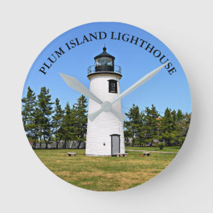 Plum Island Lighthouse, Massachusetts Wall Clock