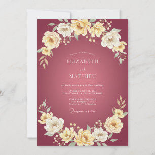 Plum Ivory Blossom Wedding Invitation