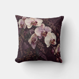 Plum Ivory Orchid Botanical Cushion