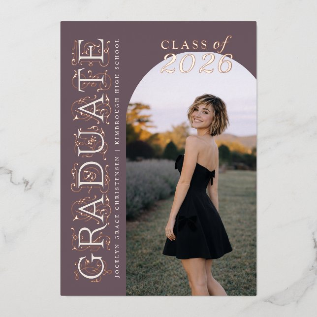 Plum Ivory Photo Graduation Rose Gold (Front)