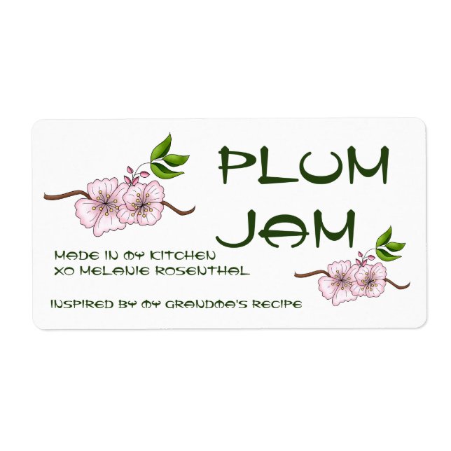 Plum Jam Jar Label (Customise) (Front)