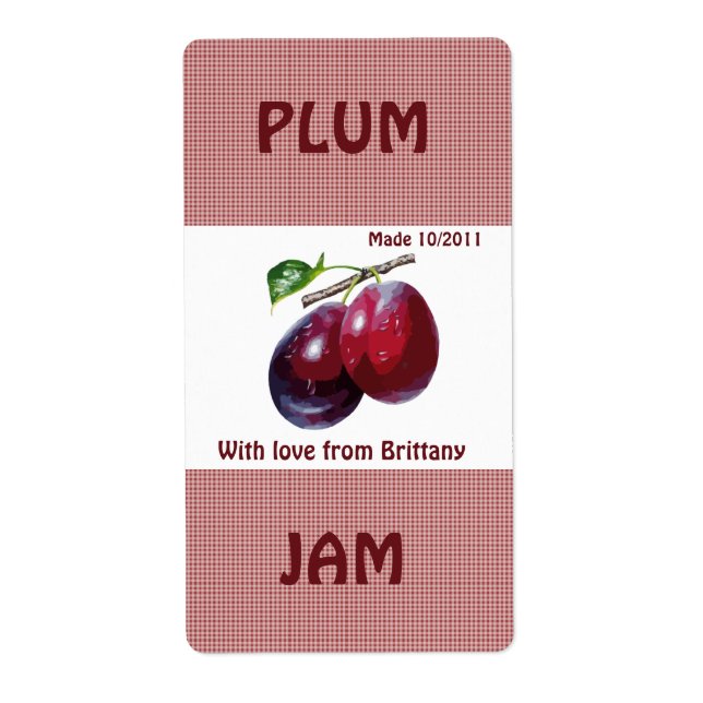 Plum Jam Jar Label (Customise) (Front)