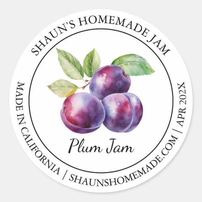 Plum Jam Modern label (Front)