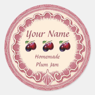 Plum Jam Personalise Pink Classic Round Sticker