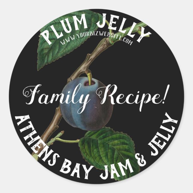 Plum Jelly Product Business Label (Front)
