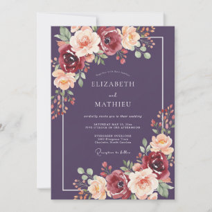 Plum Lavish Autumnal Wedding Invitation
