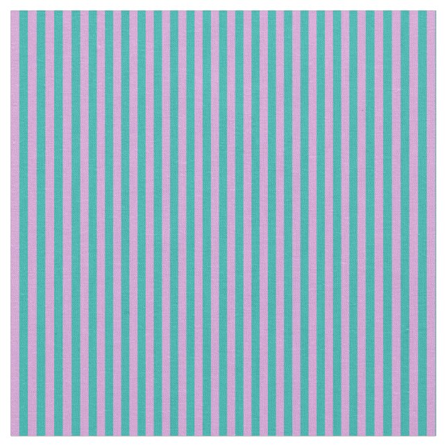 Plum & Light Sea Green Coloured Pattern of Stripes Fabric (Close Up)