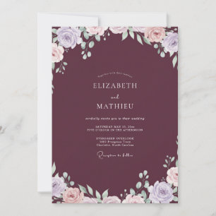 Plum Lilac Watercolor Wedding Invitation
