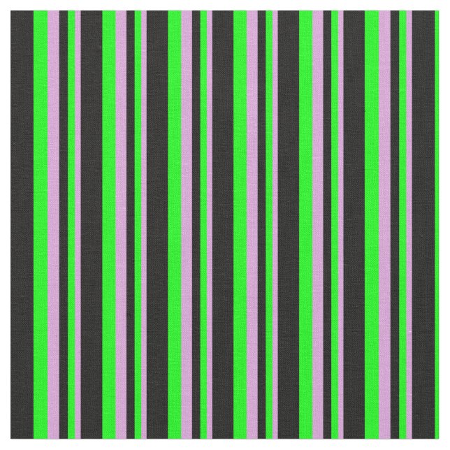 Plum, Lime, and Black Stripes Fabric (Close Up)