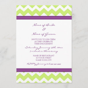 Plum Lime Chevron Engagement Party Invitations