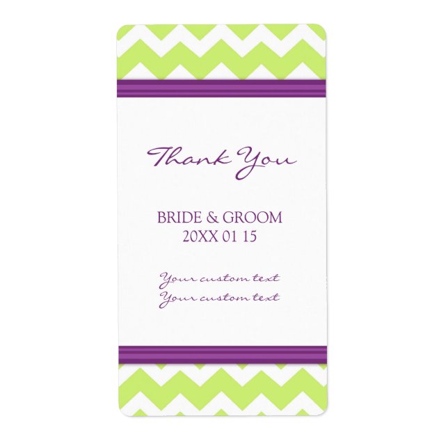Plum Lime Chevron Wedding Labels (Front)