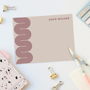 Plum Lombard Wavy Lines Modern Stationery Card