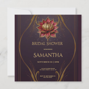 Plum Lotus Bridal Shower Invitation