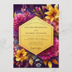 Plum Luminous Bloom Wedding Invitation