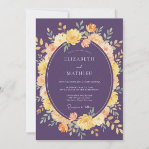 Plum Luminous Floral Wedding Invitation