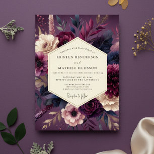 Plum Lush Botanical Romance Wedding Invitation