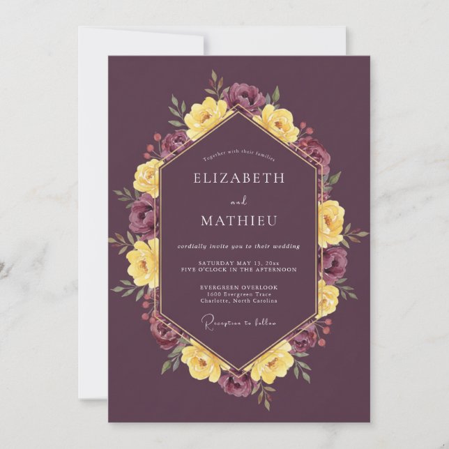 Plum Lustrous Harvest Wedding Invitation (Front)