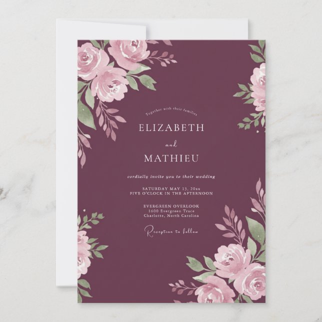 Plum Luxe Autumn Wedding Invitation (Front)
