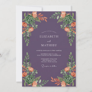 Plum Magnificent Autumnal Wedding Invitation