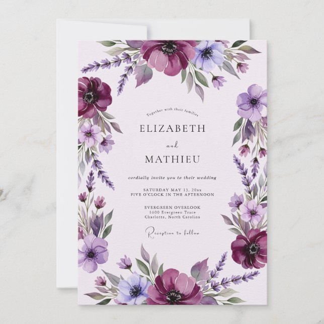 Plum Magnificent Spring Wedding Invitation (Front)