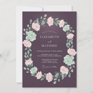 Plum Majestic Evening Wedding Invitation