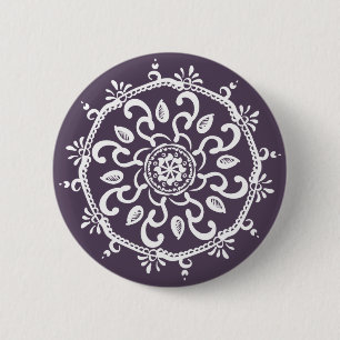 Plum Mandala 6 Cm Round Badge