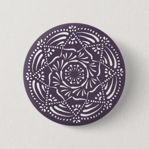 Plum Mandala 6 Cm Round Badge
