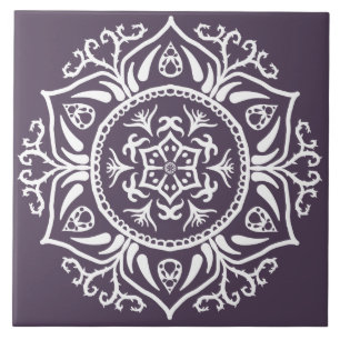 Plum Mandala Ceramic Tile