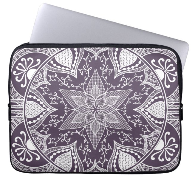 Plum Mandala Laptop Sleeve (Front)