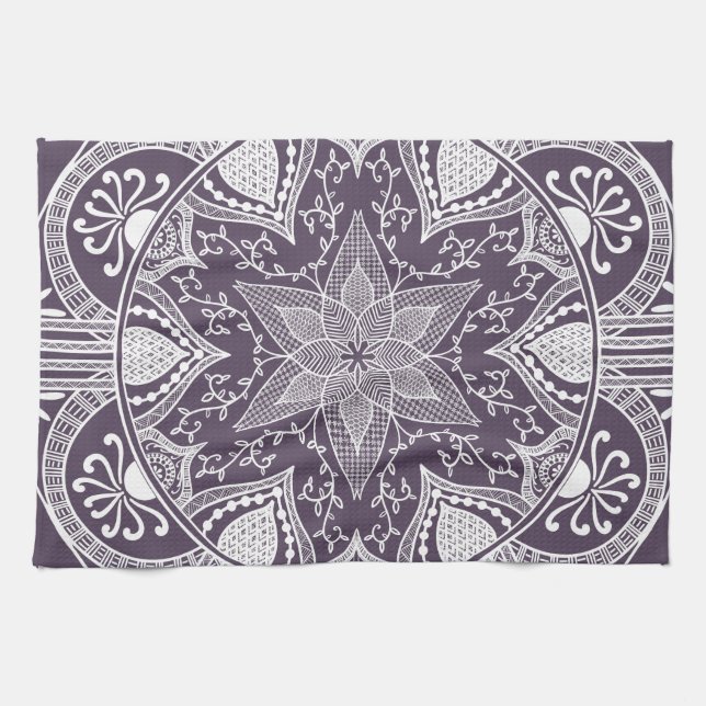 Plum Mandala Tea Towel (Horizontal)