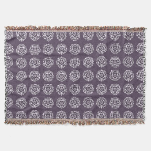Plum Mandala Throw Blanket (Front)