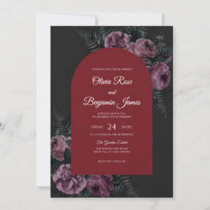Plum Maroon Blossom Wedding Invitation