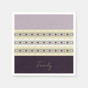Plum Mauve and Beige Napkin
