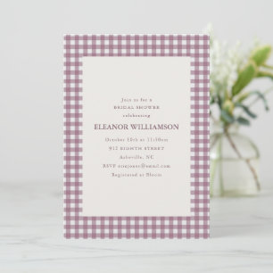 Plum Mauve Gingham Plaid Fall Bridal Shower Party Invitation