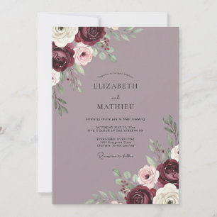 Plum Mauve Peony Wedding Invitation
