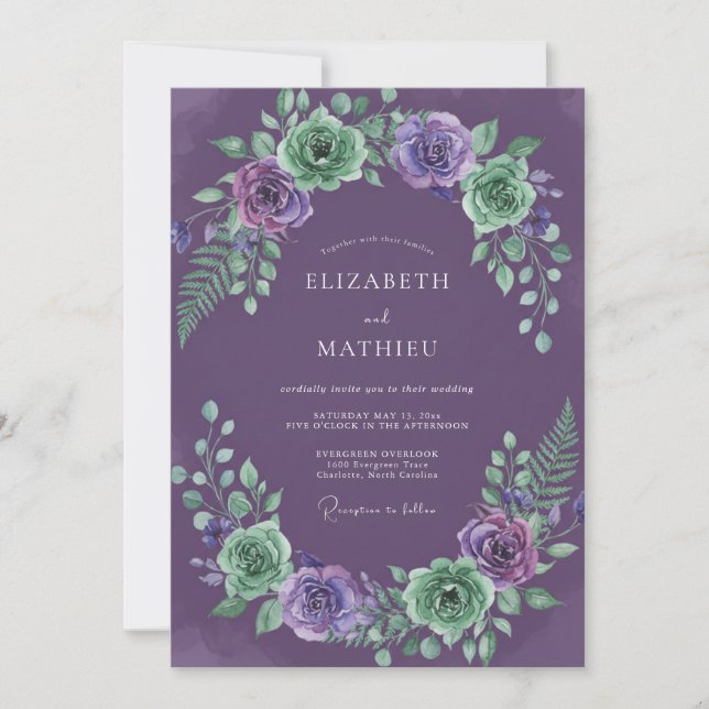 Plum Mesmerising Spring Wedding Invitation (Front)