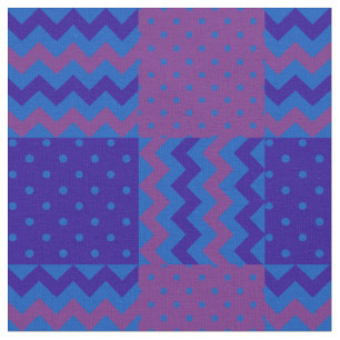 Plum, Midnight and Blue Chevrons and Polka Dots Fabric