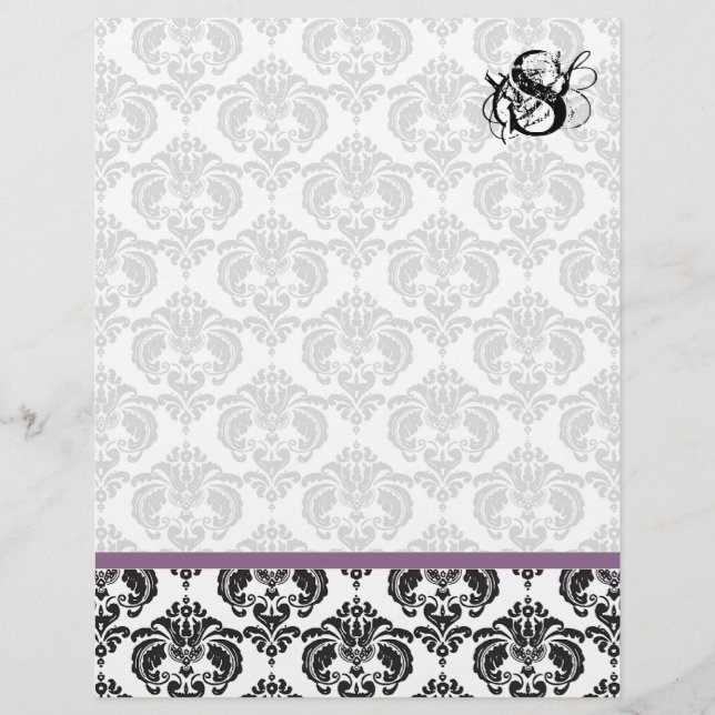Plum Monogram Damask (Front)