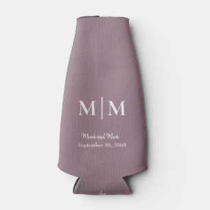 Plum Monogram & Names Wedding Tall Can Cooler