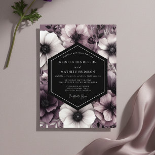 Plum Moody Bloom Romance Wedding Invitation