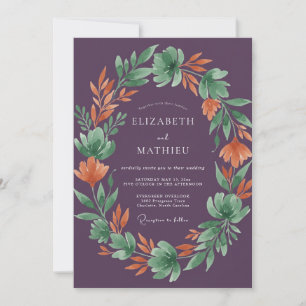 Plum Muted Harvest Wedding Invitation